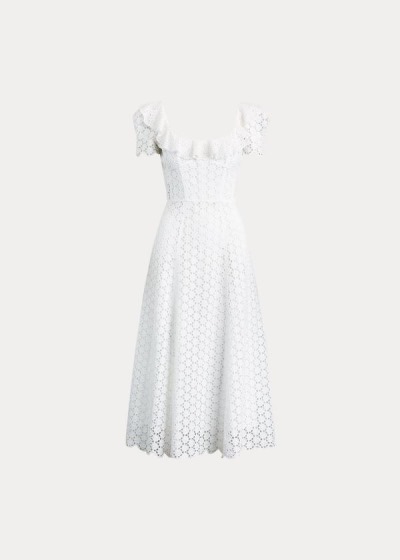 Women's Polo Ralph Lauren Linen Eyelet Midi Dresses | 271859SRA